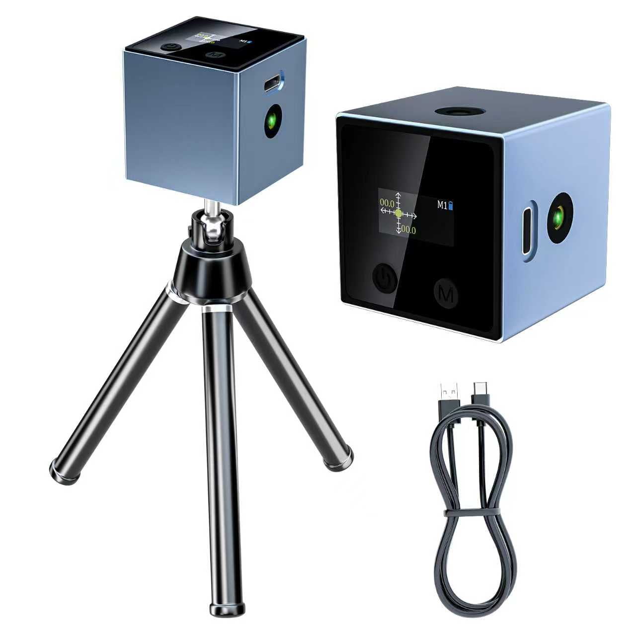 JDMEOPD Cube Laser Level with Tripod, 5 Modes, 3500 Inch Range, Magnetic Sides, IP54 Water & Dust Resistant, USB-C Rechargeable Line Level for Wall Layout & Home Improvement(Gray)