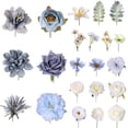 thumbnail image 2 of Fake Flowers Box, Artificial Faux Greenery Stems Silk Orchid Foam Gardenia for Wedding Bouquets Centerpieces Table Decorations Floral Picks Arrangements, Dusty Rose & Navy, Mini Combo Blue, 2 of 9