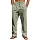 thumbnail image 2 of Pantalones largos para hombre, de lino, holgados, transpirables, de color liso, estilo playero, con botones, 2 of 7