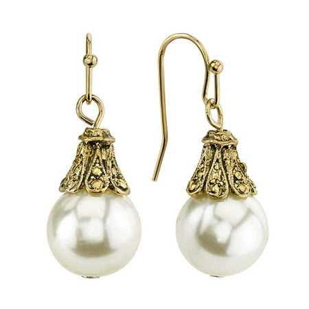 pearl earrings drop gold dainty faux tone costume