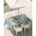 thumbnail image 3 of 60x120 Inch Outdoor Tablecloth with Umbrella Hole Zipper Rectangle Summer Lemon Rectangular Tablecloths Outside Waterproof Botanicals Floral Leaf Watercolor Blue Patio Table Cover for Picnic Party, 3 of 8