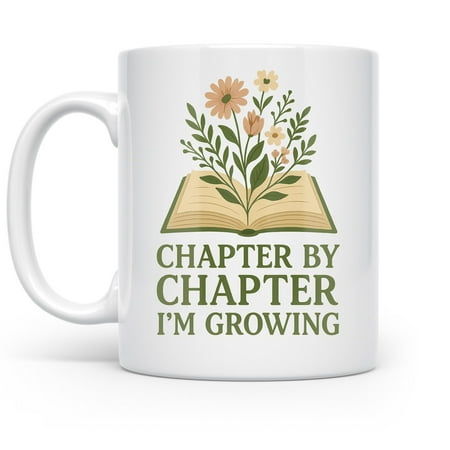 

Encouraging Floral Mug Gift for Book Lovers Growth Mindset Coffee Cup