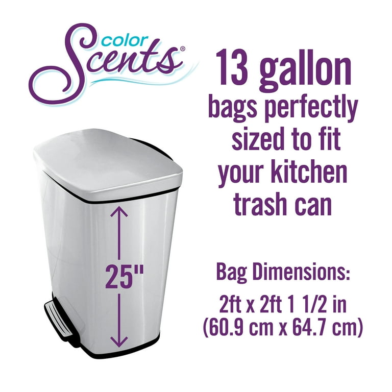 Color Scents Strong Flex Tall Kitchen Trash Bags, 13 Gallon, 40 Bags  (Simply Clean Scent, Odor Control, Stretch Drawstring) 