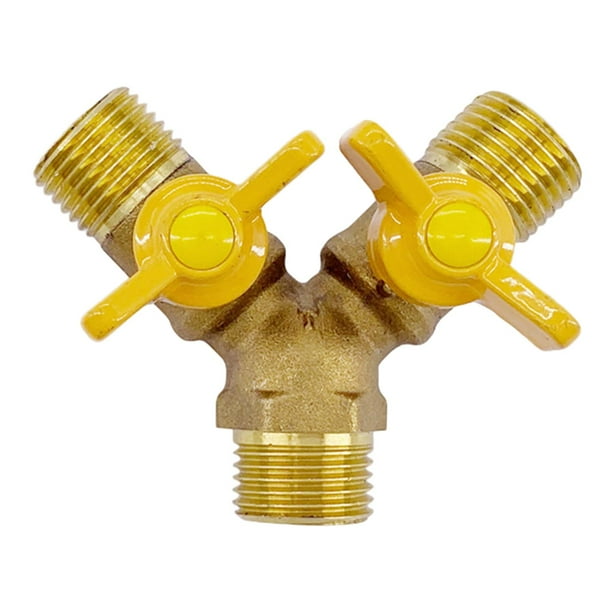 Brass Gas Pipeline Hose Adapter Y Connector Splitter