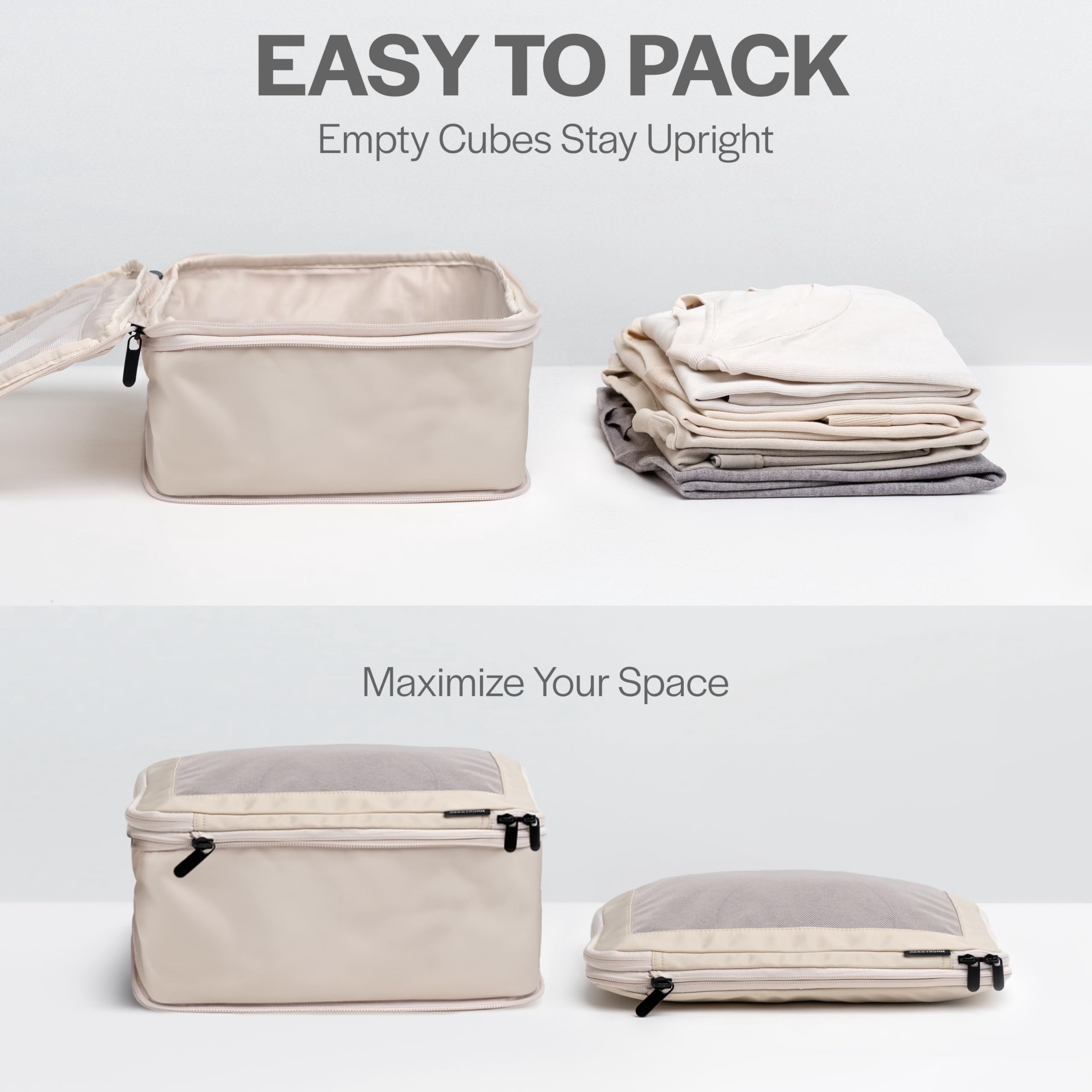 Beige 2-Pack Packing Cubes Travel Luggage Organizers