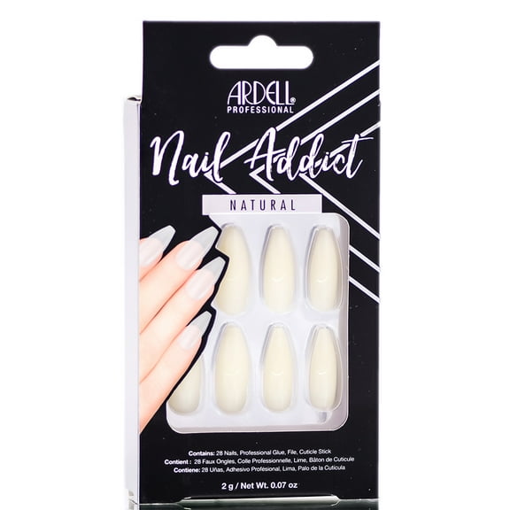 Natural Ballerina Long , Ardell Nail Addict Natural Artificial Nail Set , Hair Scalp Skin Body - Pack of 2 w/ SLEEK Teasing Comb