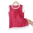 thumbnail image 4 of DISKEBUISS Girls' Casual Dress Ruffle Trim Collar Gingham Sleeveless Round Neck Soft Dress for Everyday Comfort Wear, 4 of 6
