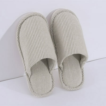 

Xysaqa Women s Slippers Women Soft Cozy Comfy Slip on House Slippers Fashion Couple Casual Linen Round Head Stripe Comfy Casual Flops Soft Home Shoes Ladies Slippers Fall Winter Savings!