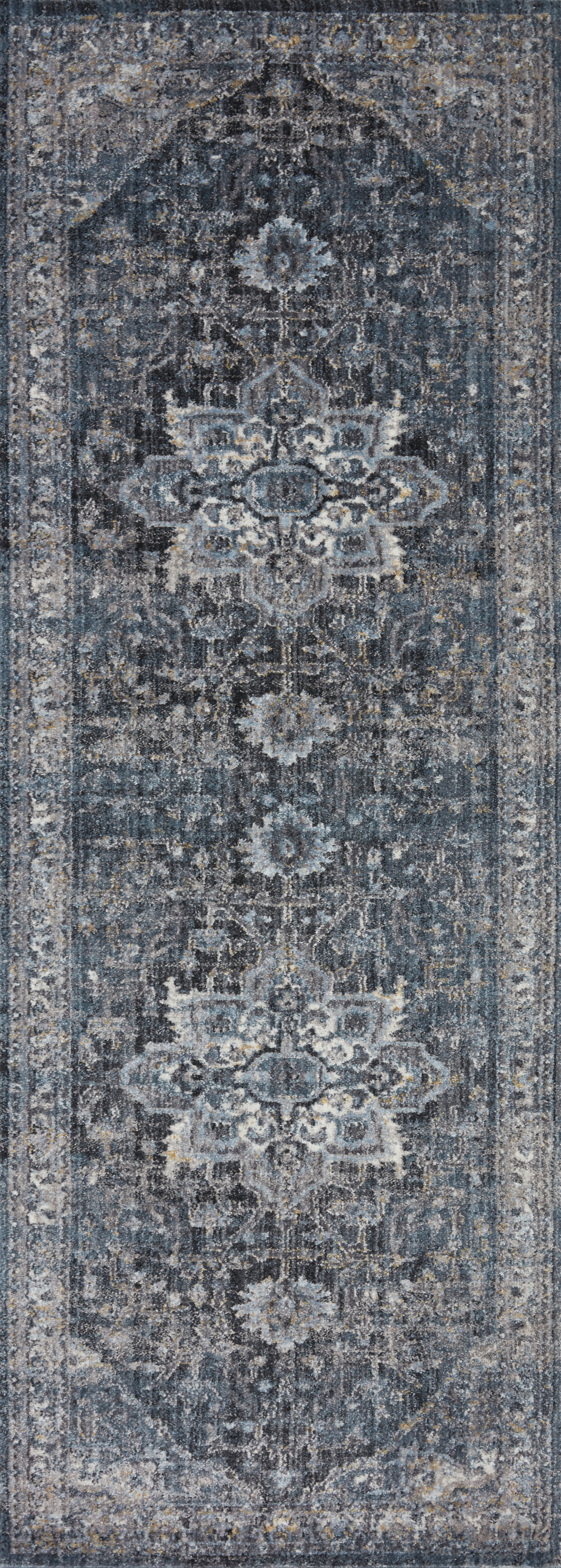 Loloi Rugs SAMRSAM-01DEGY27A0 2 ft. 7 in. x 10 ft. Samra Denim & Gray Transitional Power Loomed Rug