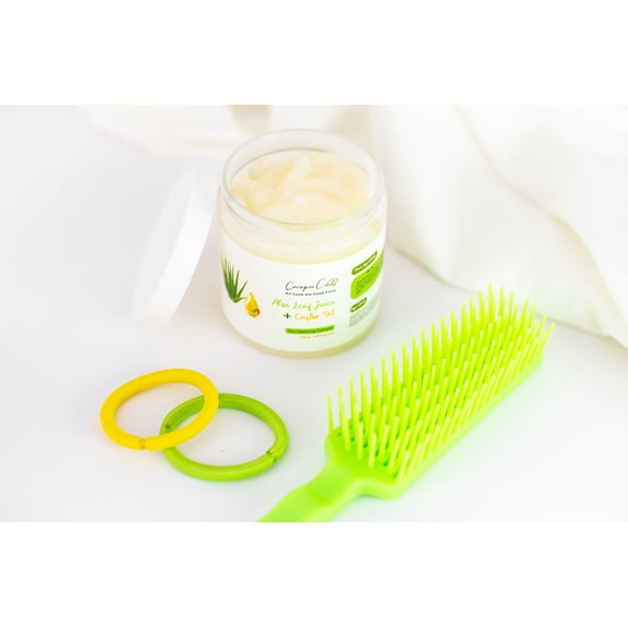 Cocopie Curls Natural Aloe Leaf Juice with Castor Oil Curl Defining Custard | Maximum Hold for Long Lasting Curls | Contains Enzymes to Repair and Restore Hair | 8 Oz (Custard)