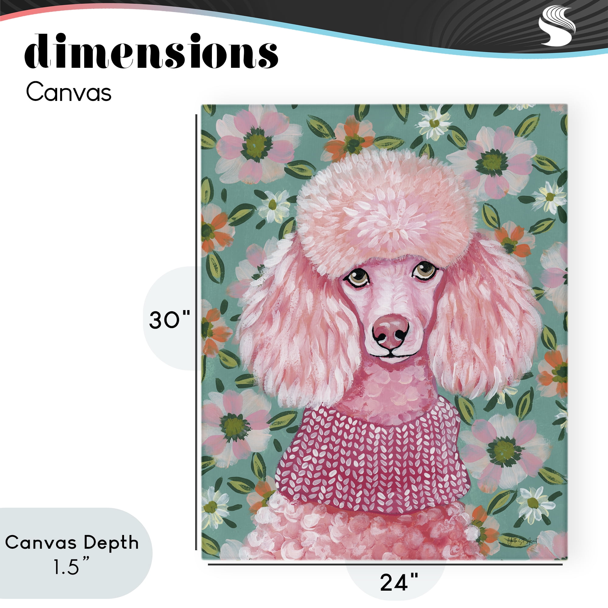Stupell Industries Floral Poodle In Pink Canvas Wall Art, design by Yvette St. Amant