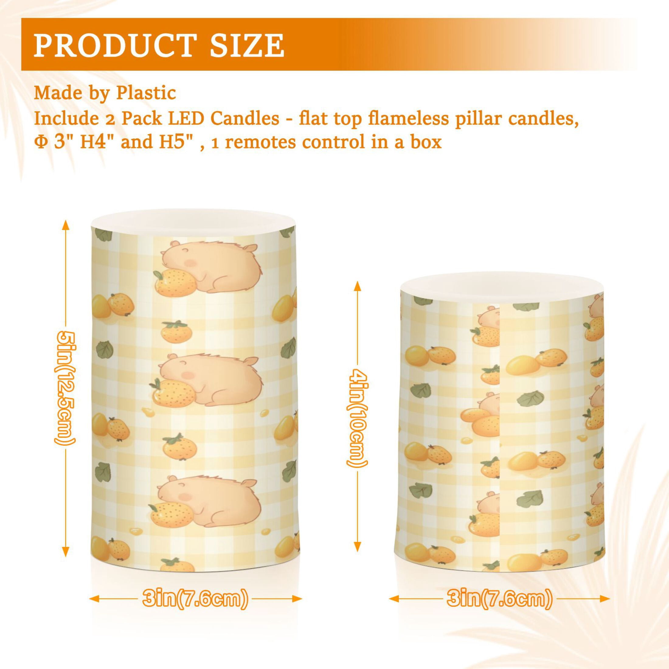 2 PCS Flameless Candles with Remote Timer LED Battery Operated Flickering Candle Light for Wedding Table Home Decoration Gifts Light Brown Capybara