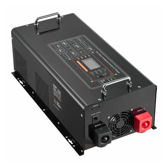 6000W 24V to 120V Pure Sine Wave Inverter, LCD Display, Solar Inverter for RV, Boat, Home, Off-Grid Power, Battery Compatible