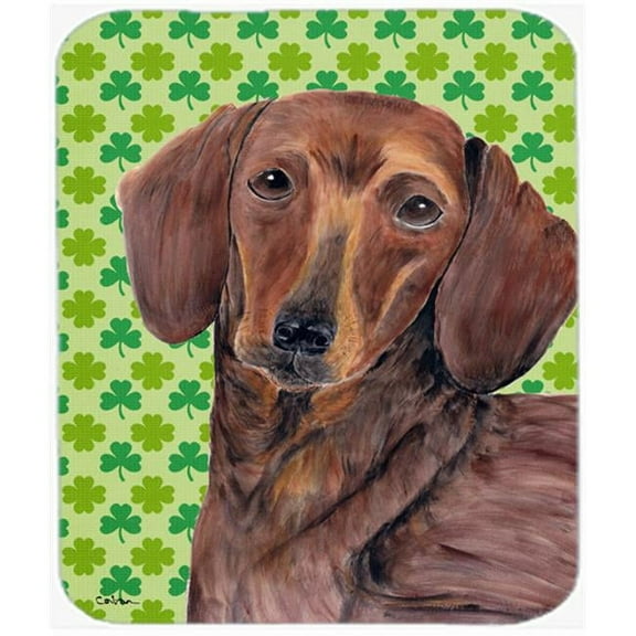 Dachshund St. Patricks Day Shamrock Portrait Mouse Pad, Hot Pad or Trivet