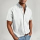thumbnail image 1 of Blusa y camisa de manga corta con cuello vuelto para hombre, color liso, informal, holgada, con botones y bolsillo, blusa de manga corta con cuello vuelto, blusa de poliéster para hombre, 1 of 5