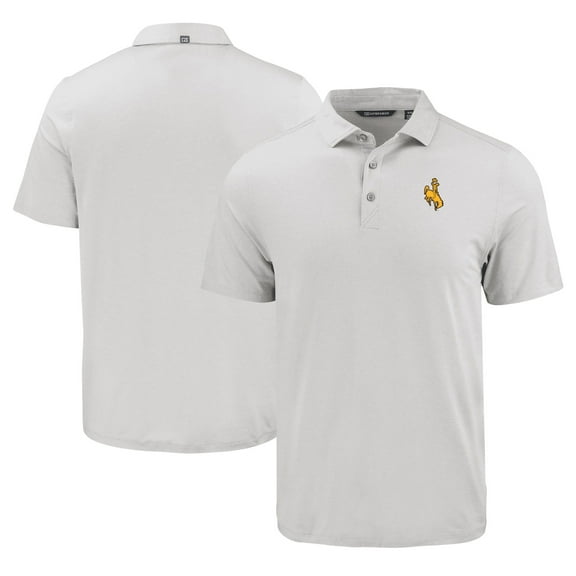Men's Cutter & Buck Gray Wyoming Cowboys Coastline Epic Comfort Eco Recycled Polo