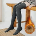 thumbnail image 4 of Thigh High Stocking Thickened Plush Solid Color Stretchy Super Soft Keep Warm Windproof Autumn Winte, 4 of 5