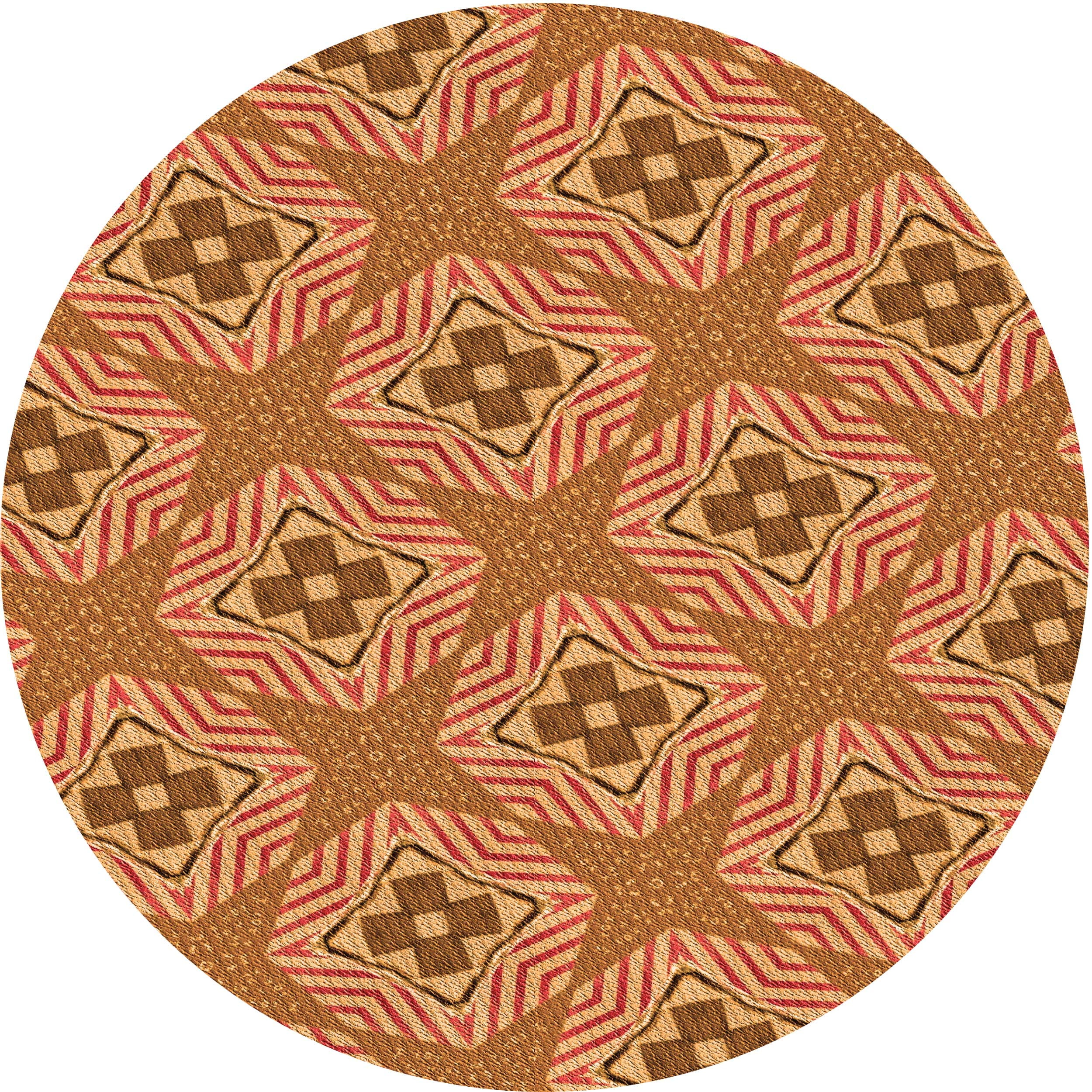 Ahgly Company Indoor Round Patterned Lava Red Area Rugs, 5' Round ...