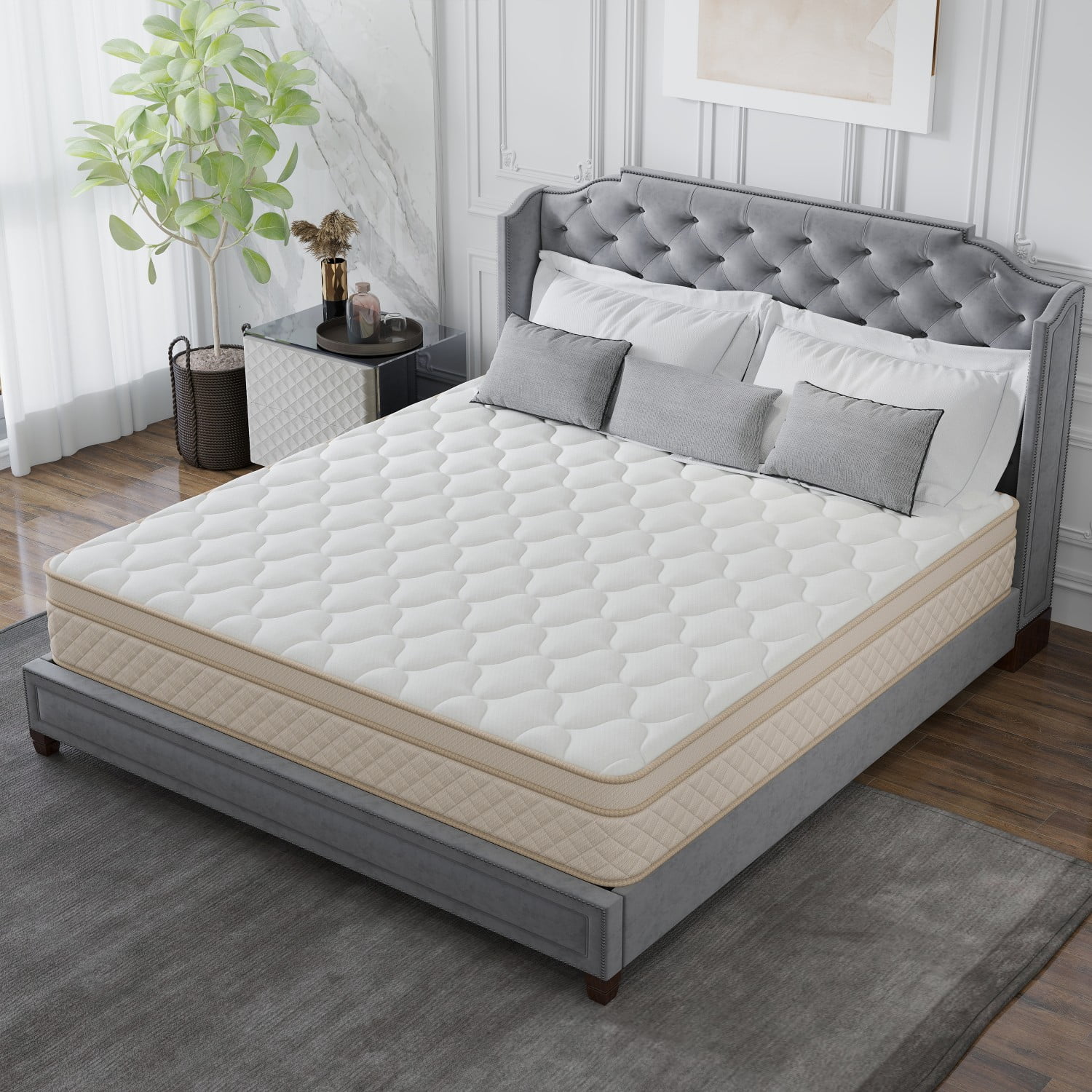 AMENDPATURE 12-inch Queen Size Hybrid Mattress in a Box: Gel-Infused Memory Foam + Pocket Spring Hybrid (Adult Use)