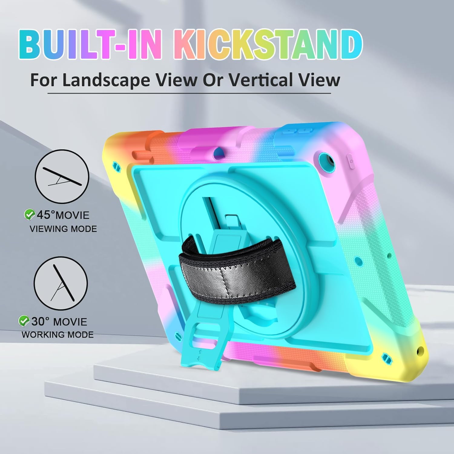 SUPNICE iPad 9th/8th/7th Generation Case,iPad 10.2 Case for kids, Shockproof [360 Rotating Stand] [Hand Strap] [Pencil Holder] Case for New iPad 9th Gen, iPad 10.2 Inch 2021/2020/2019 - Turquoise