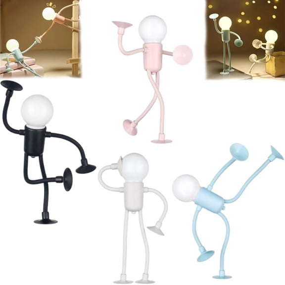Changeable Shape Funny Sportsman Night Light, Flexible Poseable LED Night Light for Desk, Kids Room & Sports Lover, Adjustable Arms & Legs, Unique Gift for Boys & Men(Set4)