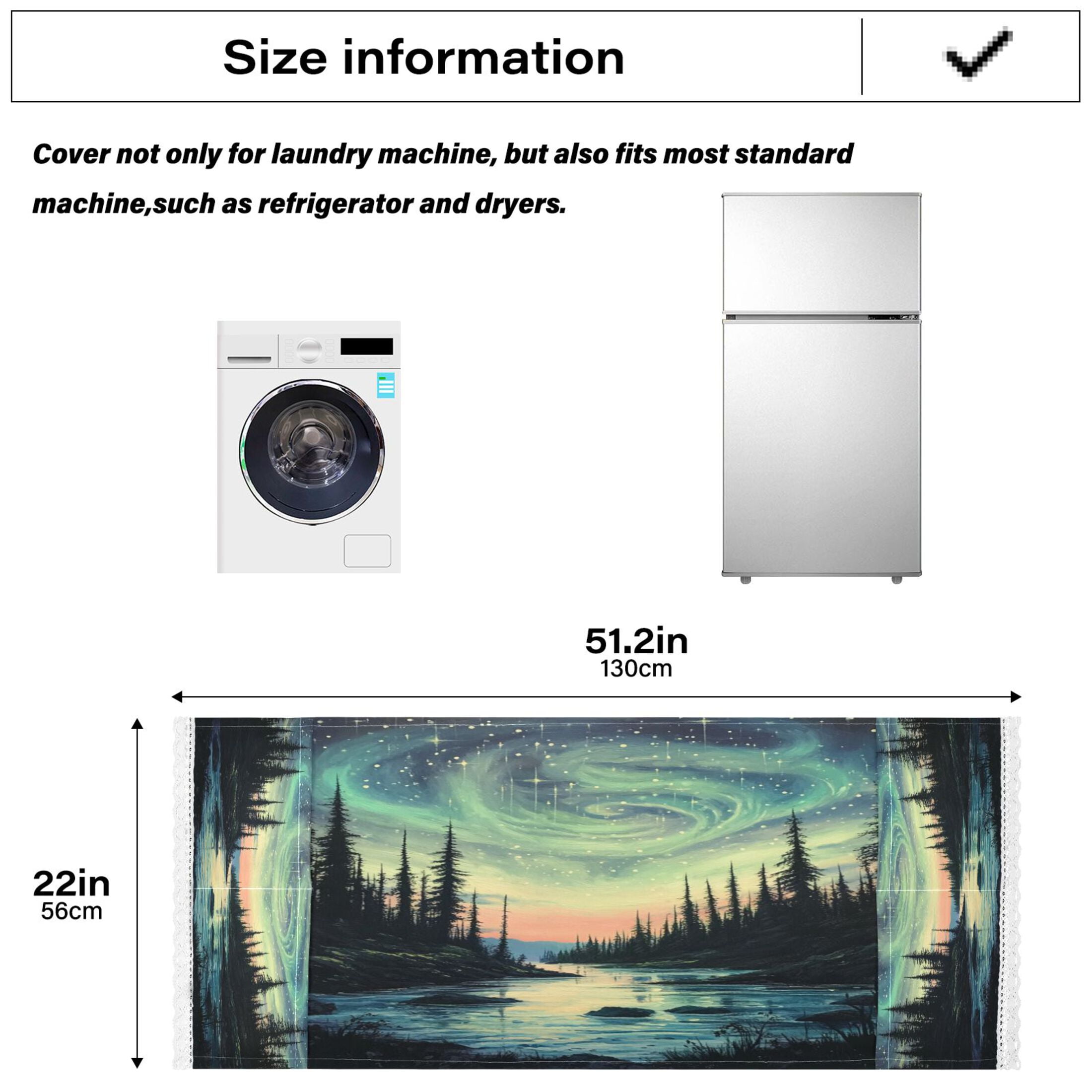 AuroraWasher and Dryer Covers Dust-Proof and Oil Resistant Fridge Cover with 4 Storage Pockets Washing Machine Top Cover for Laundry Kitchen Home 51.2 x 22 In