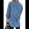 thumbnail image 3 of Camisas de Mujer con Botones y Cuello en V, Camisa Informal Holgada Lago Azul XL, 3 of 8