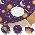 thumbnail image 4 of Purple Sun Moon Cloud Star Pattern Round Fitted Tablecloth with Elastic Edge,Dining Table Cover Waterproof,Outdoor Round Tablecloth for Camping,Dining,Indoor and Outdoor, 4 of 7