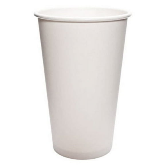 Paper Hot Cups, 16 oz, White, 50/Bag, 20 Bags/Carton