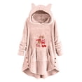 thumbnail image 1 of Abrigos de Invierno Para Mujer Abrigo de Piel Sintética Casual Estampado Navideño Botones de Felpa Manga Larga Abrigo de Felpa Con Capucha Top Odeerbi ODB174714, 1 of 4