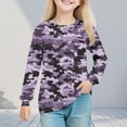 thumbnail image 2 of BFHHYA Girls' Camo Long Sleeve Top Crew Neck Casual Shirt Loose Fit Pullover for Kids for Weekend Outdoor Play 5-14Y, 2 of 8