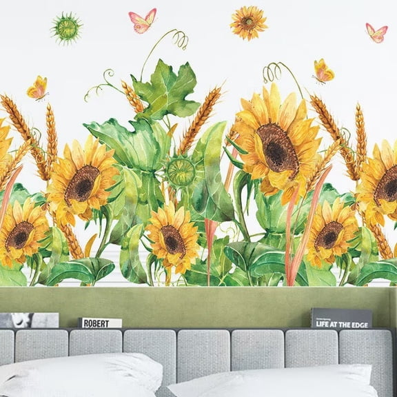 Sunflower Wall Stickers Garden Floral Wall Decals plant wall decal  Living Room Bedroom Office Wall Decor glass decals