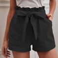 thumbnail image 2 of Gbsyewxs Women Shorts High Elastic Waist Lace Up Solid Color Casual Summer Shorts For Women Black, 2 of 8