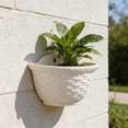 thumbnail image 5 of Wall Mounted Planter | Hanging Flower Pot for Outdoor Garden & Indoor Decor | Faux Rattan Style Plastic Planter with Drainage Holes | Semi-Circular Wall Basket for Herbs, Succulents & Hydroponics, 5 of 6