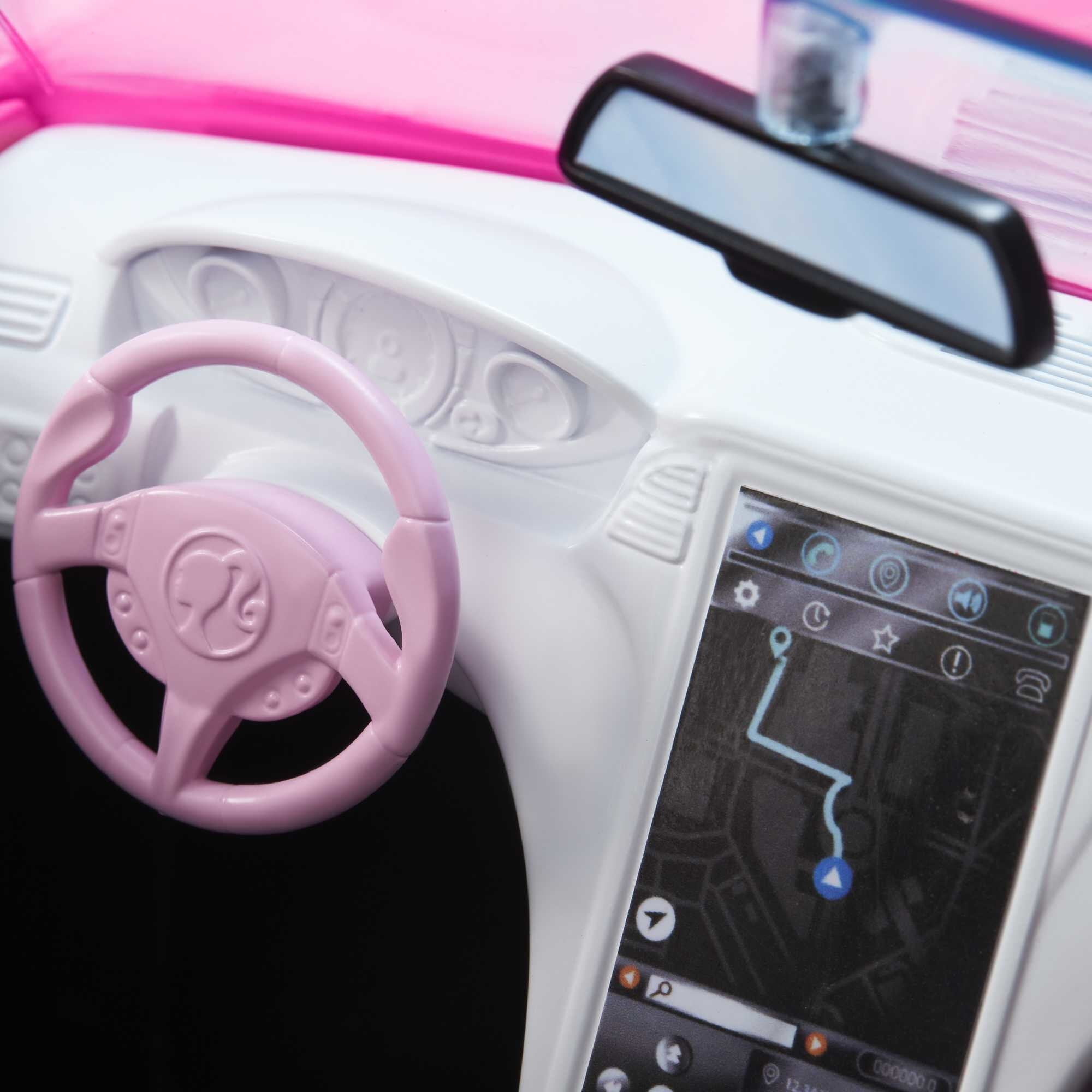 Barbie Convertible Toy Car – Bright Pink with Seatbelts for 2 Dolls