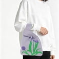 thumbnail image 2 of Unique Bargains 1 Pc Knitted Wrist Bag Flowers Gift Bag Purple, 2 of 5