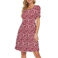 thumbnail image 4 of Vestido AUSELILY de verano para mujer, manga corta, largo hasta la rodilla, rojo, 4 of 6