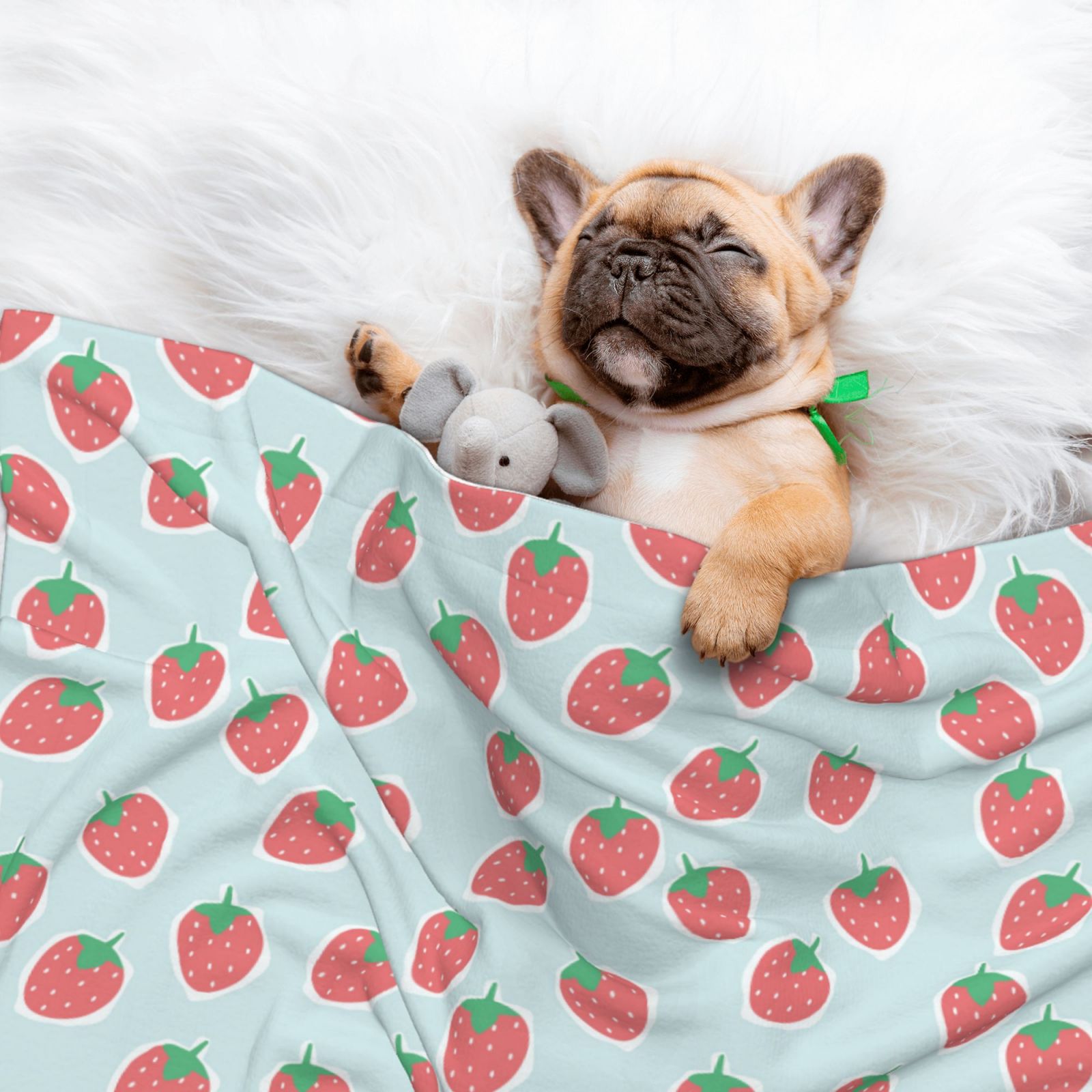 Naloa Hand Drawn Strawberry Dog Blanket, 3 Sizes Cat Blanket for Indoor Cats Large Medium Small Dog Gifts-Large