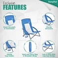 thumbnail image 7 of Sunnyfeel Folding Low Beach Chair, Breathable Mesh Lawn Chair with Detachable Cup Holder & Padded Armrests for Beach Camping Patio, 1 Pack, Blue, 7 of 7