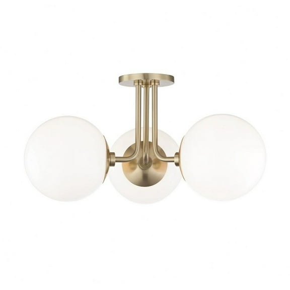 -Three Light Semi-Flush Mount in Style-24 inches Wide By 10.5 inches High-Aged Brass Finish Bailey Street Home 735-Bel-2692788