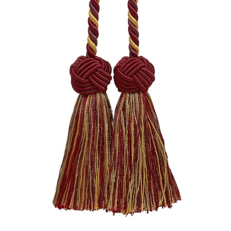 Double Tassel / Beige, WINE GOLD / Tassel Tie with 3.5 inch Tassels, Baroque Collection Style# BCT Color: AUTUMN LEAVES - (Autumn Leaves Best Version)