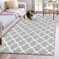 thumbnail image 5 of Area Rug 48×72in, Abstract Geometric Pattern Floor Carpet Living Room Rug, Modern Morocco Gray White Style Non-Slip Welcome Mat Indoor Rugs for Bedroom Dining Room, 5 of 9