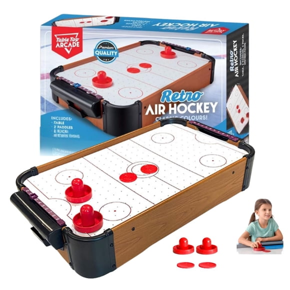 Tradeopia Mini Air Hockey Tabletop Game, Portable Air Hockey Set with Pucks & Pushers for Kids & Adults