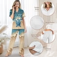 thumbnail image 4 of Yuyamidu Beach Sea Turtle Button Up Pajamas for Women Summer Soft PJ Set Short Sleeve Notch Collar Shirt and Pants Matching Pjs Sets, 4 of 7