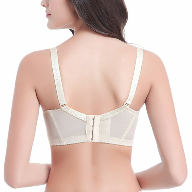 JGGSPWM Woman's Fashion Embroidery Comfortable Push Up Hollow Out Bra  Underwear Beige L（36/80）