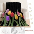 thumbnail image 5 of Easter Tulip Blanket Soft Cozy Warm Twin Blanket for Bed, Plush Fuzzy Flannel Fleece Blankets for Sofa, Spring Watercolor Country Flower Plant Throw Blankets for Couch, Gifts for Men, 60"x80", 5 of 9