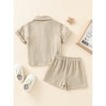 thumbnail image 4 of Baby Boys Clothes Set 6M 12M 18M 18M 24M 3Y Boys Button-Down Shirt Tops + Cotton Gauze Shorts Summer Outfit 2PCS with Pockets, 4 of 10