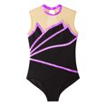 thumbnail image 5 of LiiYii Kids Girls Gymnastics Ballet Dance Leotard Metallic Striped Bodysuit with Leggings Figure Purple&Black 10, 5 of 7
