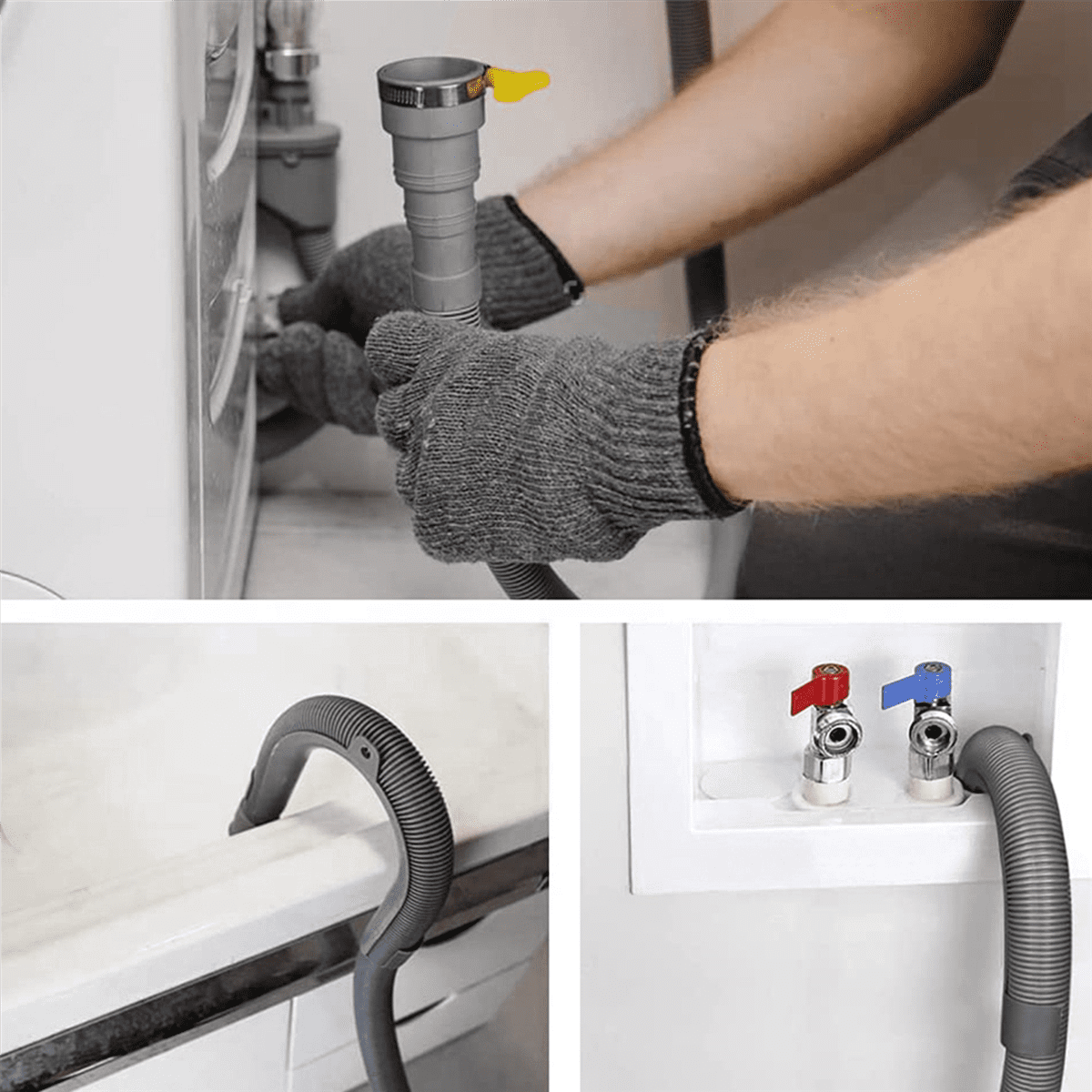 5X Drain Hose Extension Set Universal Washing Machine Hose 10Ft, Include Bracket Hose Connector and Hose Clamps