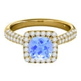 thumbnail image 2 of Rings for Women 0.98 Carat Diamond and Cushion Cut Aqumarine pave 10K Yellow Gold, 2 of 5